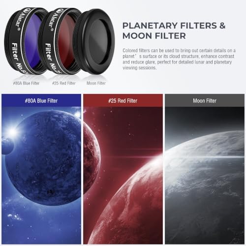 Alstar Telescope Accessory Kit 8-Piece, 1.25" Eyepiece Set & Filter Set - Image 4