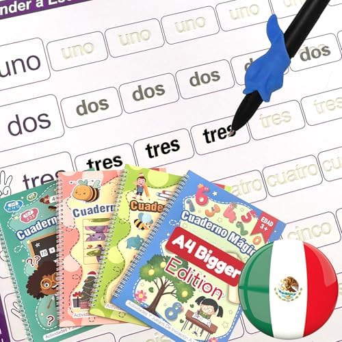 Magic Grooved Writing Practice for Kids - Spanish, Big, 4 PCS by KILOGOGRAPH