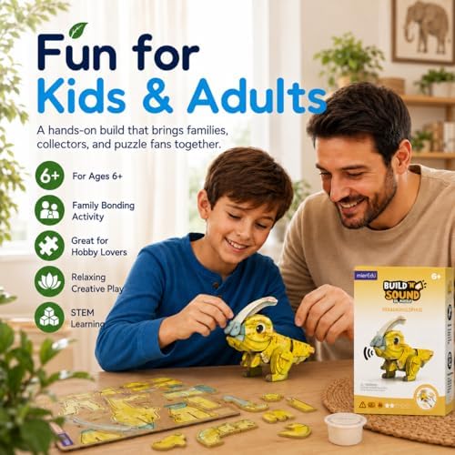 MierEdu Build 'N' Sound 3D Puzzle for Kids, Animal Puzzle with Sound Module, Educational STEM Craft Kit, FSC Paper Model Building Toy Gift for Ages 6+ - Image 4