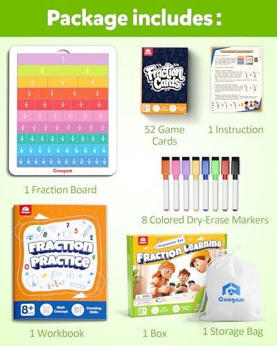 Coogam Magnetic Fraction Tiles, Montessori Math Manipulatives Games - Image 3