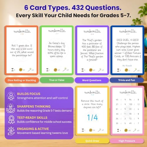Numberella Deluxe Math Board Game Level 2 | Ages 10-13 | Fraction, Decimals - Image 5