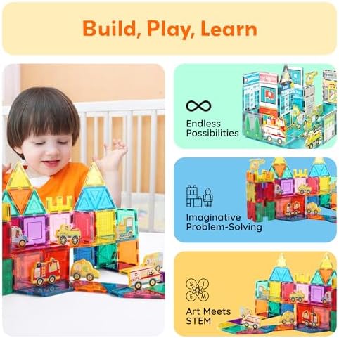 PicassoTiles 8pc Metro City Vehicle Magnet Building Block Set with Magnetized Action Figures Compatible with Magnetic Tile Kits STEAM Educational Construction Playset for Boys Girls Age 3 Plus PTA24 - Image 4