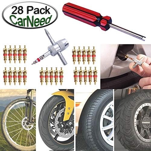 FEBRYTOLD 3 Pcs Tire Valve Core Remover Tools with 25 Pcs Brass Valve Stem Cores, 4-Way Valve Stem Core Tool, Dual & Single Head Tire Valve Core Remover Installer Tools - Image 2