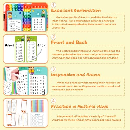 Addition Flash Cards + Multiplication Flash Cards + Math Board - Image 3