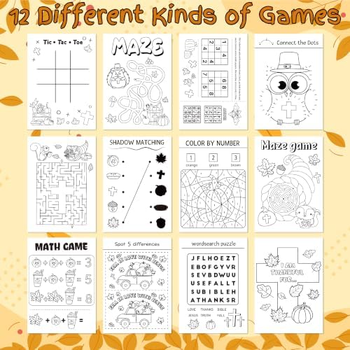 Bulk Fall Activity Books, 48Pcs Autumn Mini Games Coloring Booklet for Kids - Image 4