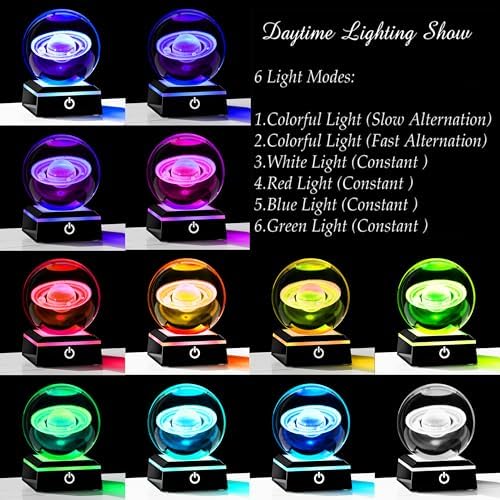 3d Saturn Crystal Ball Solar System Model Astronomy Science Planet Gifts - Image 3