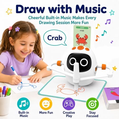 Drawing Robot for Kids Ages 3-8, Educational Drawing Toys with 214 Cards - Image 6
