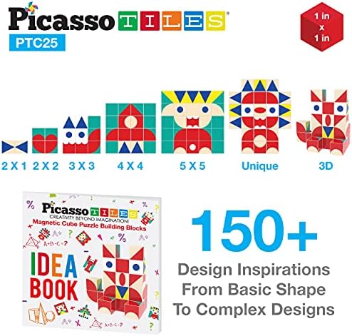 PicassoTiles Infinite Magnetic Puzzle Magic Cube Easy-Connect Brain Teaser Toy Set Magnet Pattern Block Matching Toys Free Ideabook 150+ Inspirations STEM Learning Kids Boys&Girls Age3+ PTC25 - Image 5