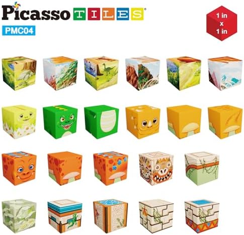 PicassoTiles Magnet Cube Prehistoric World Themed Mix and Match Building Block Construction Toy with 4 Magnetic Cubed Dinosaur Character Action Figures STEM Education Sensory Pretend Play Age 3+ PMC04 - Image 6