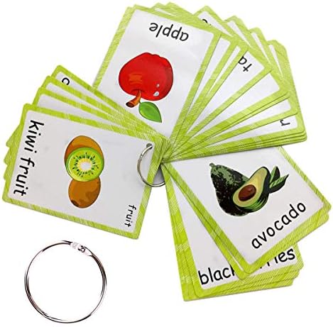 Set of Fruits Flash Cards for Toddlers(21 pc) | Kids Learning Flashcard & Montessori Pocket Cards Toys | Perfect for Pre-K Decor Background Wall Stickers, Teacher/Autism Therapists Tools by SANTSUN
