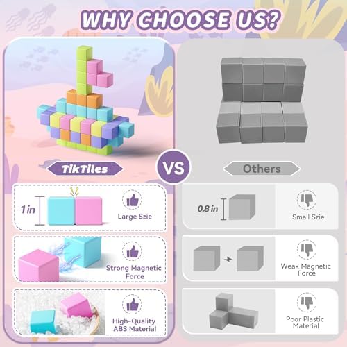65PCS Magnetic Blocks with Magnet Eyes Toy, Magnetic Building Blocks with Storage Bag for Kids Gifts, STEM Preschool Sensory Magnetic Cubes for Toodlers Boys Girls Ages 3 4 5 6 7 8, Macaron Color - Image 2