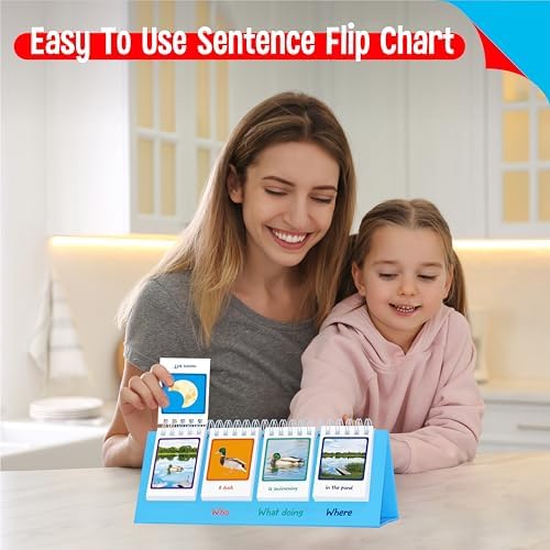 Sentence Flip Charts, 80 Double Sided Cards 40 Sentences, Learn Parts of Speech Who/What/Where Sentence Building Freestanding Flip Chart Educational Tool for Preschool Kindergarten 1st 2nd Grade - Image 5