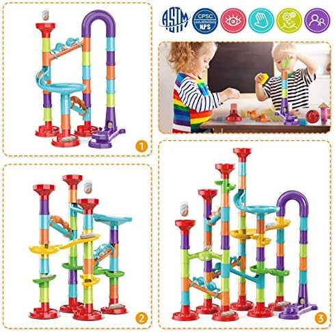 Marble Run Set Building Blocks Glass Marbles for Kids Ages 4-8 Girls Boys Toys STEM Maze Educational Race Game Birthday Gifts - Image 2