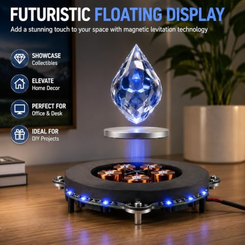 Magnetic Levitation Display Stand with LED Light, 2.5-3cm Floating Height DIY Magnetic Levitation Module for Collectibles and Desk Decor - Image 6