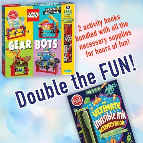 Klutz Lego Gear Bots Science Building Kit Invisible Ink Activity Book, 62 Elements to Make 8 Different Versions of Moving Machines - Image 2