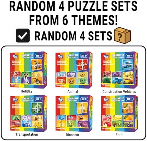Pairez Toys Magnetic Building Cubes for Toddlers, 4 Random Theme Cube Sets - Image 2