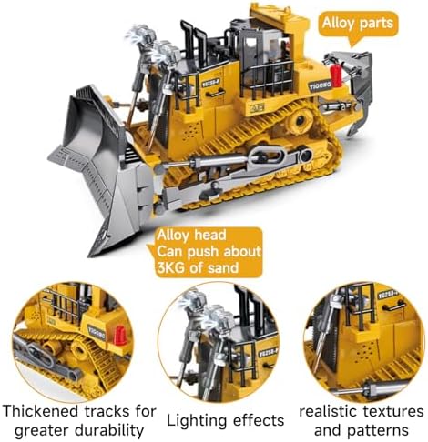 Excavator Set，rc Dump Truck Command The Site Conquer The Dir，2.4Ghz Remote Control Construction Vehicle Set Children's Toys，Alloy Material Simulate True Scale (Bulldozer) - Image 5