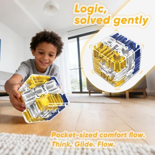 3D Cube Puzzle, BlueLabyrinth Brain Teaser Maze Ball Fidget Toys - Image 3