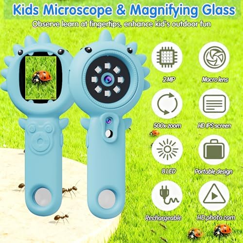 Portable Microscope for Kids & Toddlers, Mini Pocket Handheld Microscope with Photo and Video Function, STEM Educational Science Kit (32GB Card) (Blue) (Blue) - Image 6