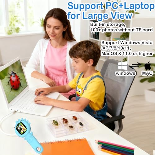 Portable Microscope for Kids & Toddlers, Mini Pocket Handheld Microscope with Photo and Video Function, STEM Educational Science Kit (32GB Card) (Blue) (Blue) - Image 5