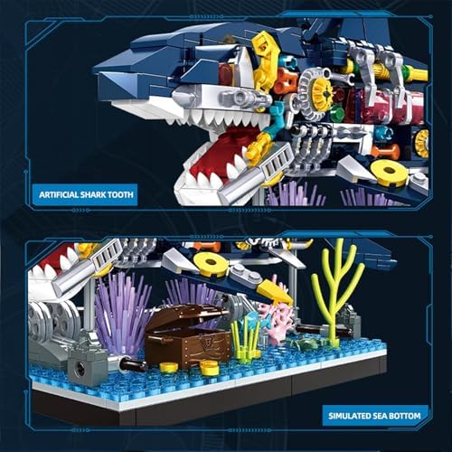 Mechanical Shark Building Blocks Set, Rotatable Shark Toys, 499 PCS - Image 3