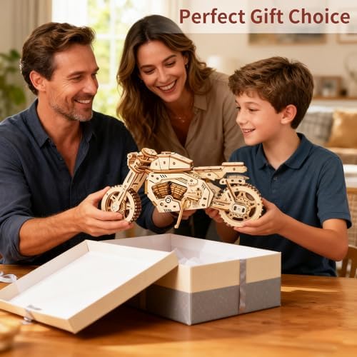 3D Wooden Puzzle Motorcycle Model, Mechanical Model Car Kits for Adults, Hobby Kit to Build Your Own Wooden Bike, Best Gift for Motorcycle Riders Men, Adults Teens on Birthday Christmas (Motorcycle) - Image 6