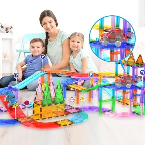 PicassoTiles 3 Pack LED Race Track Cars, Magnetic Tile STEM Toy Set Ages 3+ - Image 2