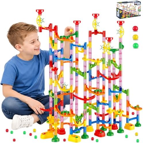 232 PCS Marble Run, STEM Building Toys with 45 Colourful Plastic Marbles by WhereLearningMeetsLaughter