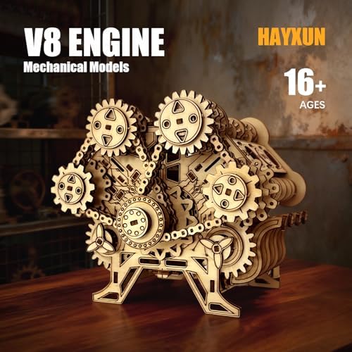 3D Puzzles for Adults - Wooden V8 Engine Model Kit - Image 6