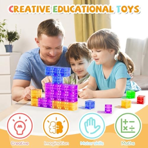 56PCS Transparent Magnetic Blocks for Kids Ages 3-5 Year Old Boys and Girls - Image 6