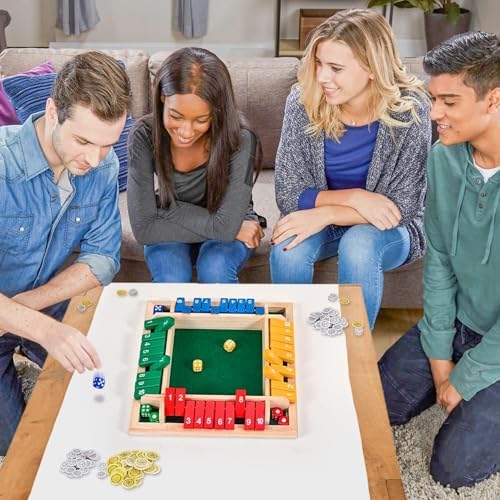 Shut The Box Game 2-4 Players Classic Dice Board Game 10 Numbers Table Math Games Traditional Wooden Family Game for Night Pub Bar Classroom Travel Improves Mathematical Skills - Image 7