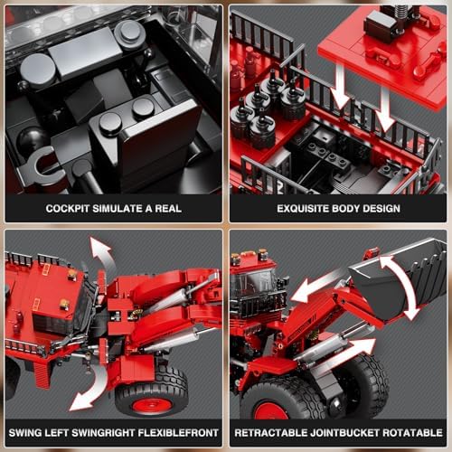 Reobrix Bulldozer Building Blocks Set 22010, Remote Control Excavator Toy - Image 4