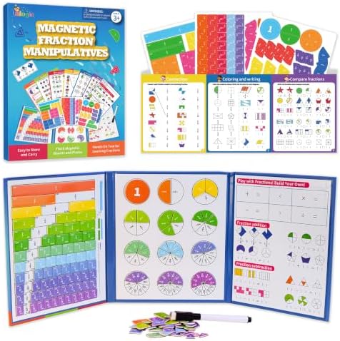 Magnetic Fraction Playbook 164 Pcs Tiles Circles Manipulatives Toy for Kids by LILILOGICHOME