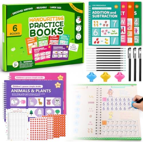 Grooved Handwriting Practice for Kids – 6-Book Set with Pens by Unknown