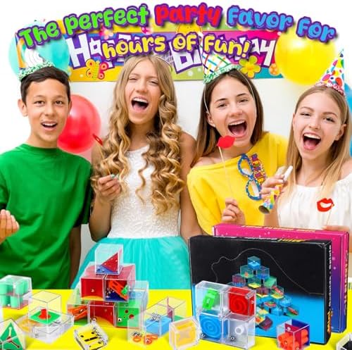 Sumind 48 Pcs 3D Maze Puzzle Cube Brain Teaser Ball Party Set,Vivid - Image 6