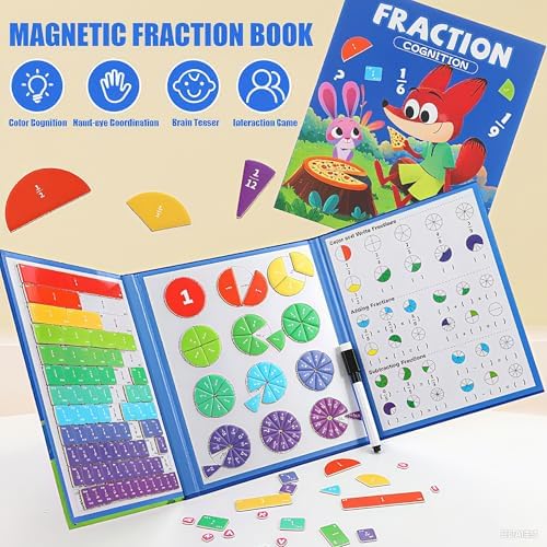 Magnetic Fraction Playook for Kids with 152 Pcs Fractions Magnets Tiles and Disc Set, Math Demonstration Book Learning Toys Fraction Manipulatives for Toddlers - Image 2