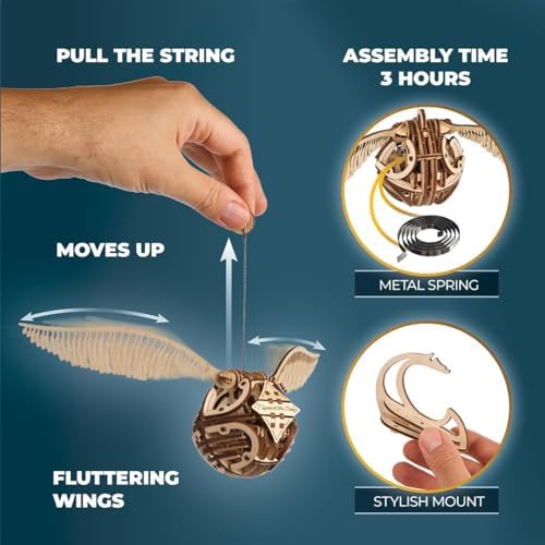 UGEARS Harry Potter Golden Snitch - 3D Wooden Puzzles for Adults, Model Kits for Adults - DIY Model Kit Mechanical Build, Brain Teaser, Hobby Kit, Gifts for Engineers Golden Snitch Collectible - Image 5
