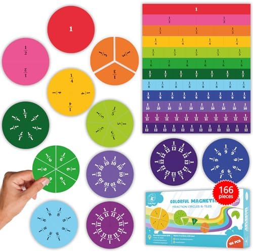 Simply Magic 166 PCS Magnetic Fraction Tiles & Fraction Circles by SimplyMagic