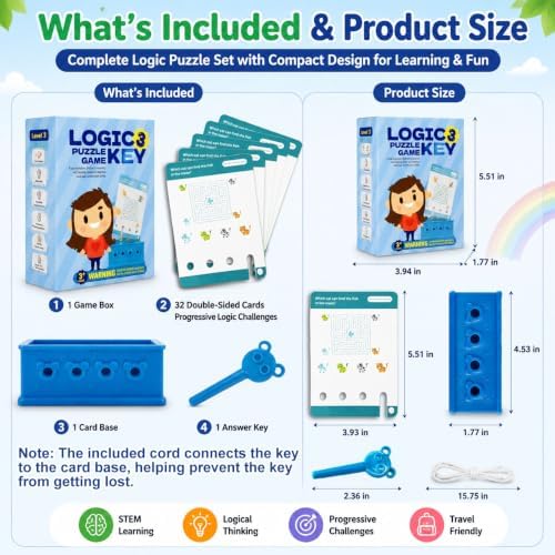 Xuoent Preschool Learning Activities for Kids Ages 3-8+, Educational Flash Card Puzzle Game with Matching Keys, Toddler Brain Teaser Montessori Toy for Fine Motor Skills(Level 3) - Image 6