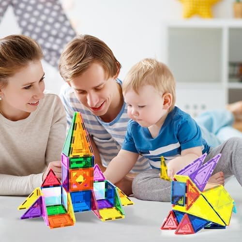 PicassoTiles 152 Piece Magnetic Tiles, Mirror Theme STEM Building Ages 3+ - Image 2
