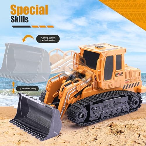 Jiakora Remote Control Front Loader - Metal Shovel, LED Working Lights, Music & 2 Rechargeable Batteries, Construction Toys for Boys Age 4 5 6 7 8 Birthday Gift - Image 5