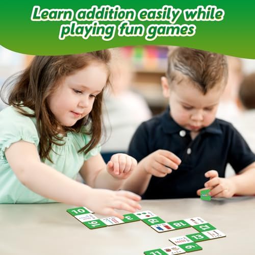 Kasfalci Addition Dominoes Set,Math Games for Kids,Math Manipulatives,Counting Toys,Learning Games,Preschool Learning Activities,Homeschool Supplies,Kindergarten Classroom Must Haves,1st 2nd 3rd Grade - Image 2