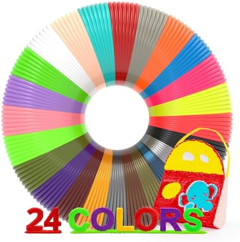 3D Printing Pen Refills PLA Filament 1.75mm 24 Vibrant Colors 240 Feet, Each Color 3 Meters (10 Feet) - 250 Stencils eBooks - Fit for SCRIB3D P1 and MYNT3D Pens by dikale