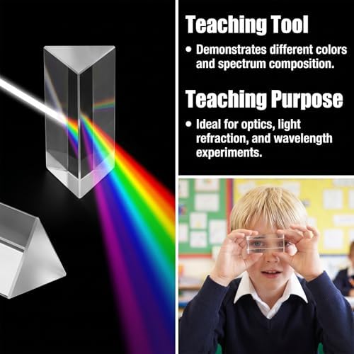 12PCS Optical Glass Triangular Prism, Clear Triangular Prism Optical Glass Triple Prisms, 5cm/2inch Crystal Equilateral Prisms Set for Photography Effects Physics Teaching Light Spectrum Optics - Image 3