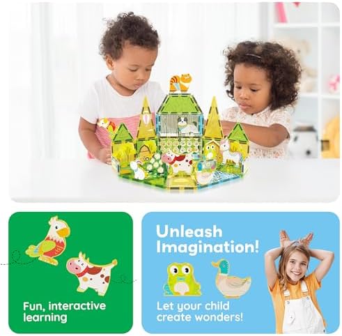 PicassoTiles 8 Piece Magnetic Farm Animal Figures, Building Add-On, Ages 3+ - Image 5