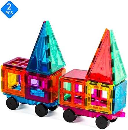 Magnetic Tiles Car Set Truck Kit Toy with Stronger Magnets, Educational Magnet Cars with Re-Enforced Hitch and Long Bed for Girls Boys Toddler Ages 3+ (Blue & Purple) - Image 6