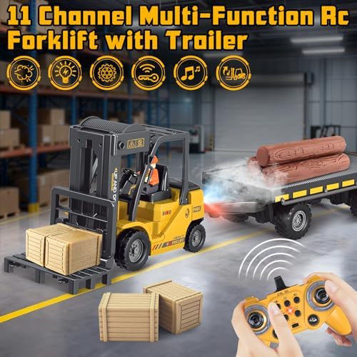 RC Forklift Toy, Rc Construction Vehicles with Trailer for Kids 6+ - Image 4