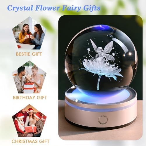 Fairy Gifts for Women 3D Fairy Crystal Ball Night Light - Image 6