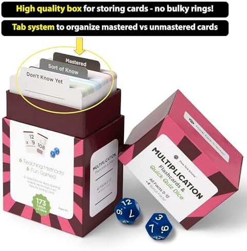 Think Tank Scholar 335 Multiplication & Division Flash Cards (Award Winning) 1 Fact Per Card with Visual Aids – All Facts 0–12 + Dice, Games & Charts – Grades 2–6, Homeschool & Classroom Learning - Image 4