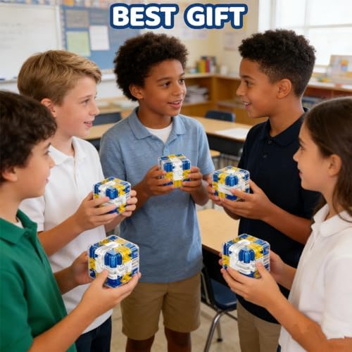 3D Rolling Ball Maze Cube, Marble Labyrinth Cube, 3D Labyrinth Puzzle Cube, Spatial Awareness Brain Training Educational Focus Game Gift for Adults Teens Kids (Yellow & Blue) - Image 6